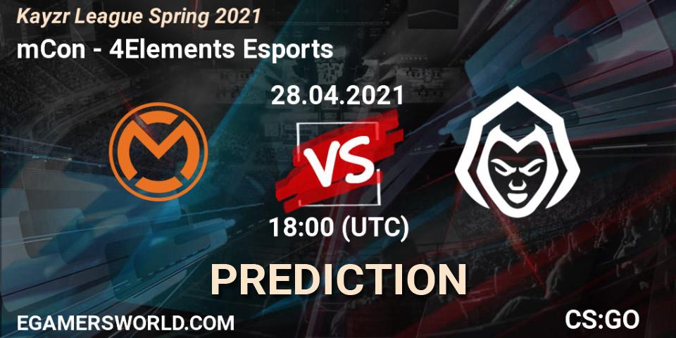 mCon vs 4Elements Esports: Betting TIp, Match Prediction. 28.04.21. CS2 (CS:GO), Kayzr League Spring 2021