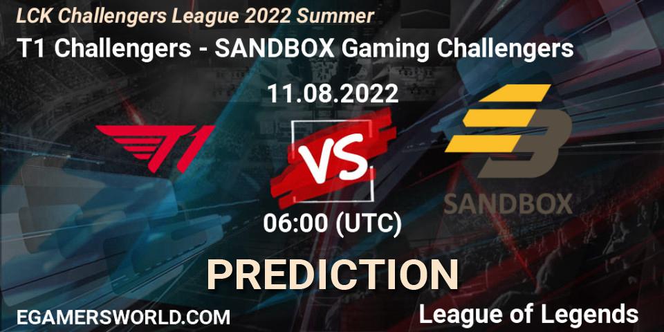 T1 Challengers vs SANDBOX Gaming Challengers: Betting TIp, Match Prediction. 11.08.2022 at 06:00. LoL, LCK Challengers League 2022 Summer
