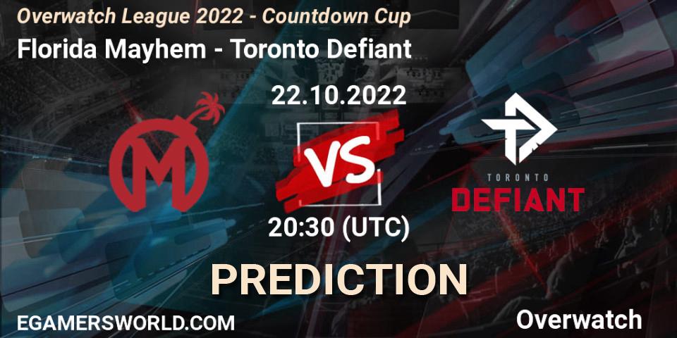 Florida Mayhem vs Toronto Defiant: Betting TIp, Match Prediction. 22.10.22. Overwatch, Overwatch League 2022 - Countdown Cup