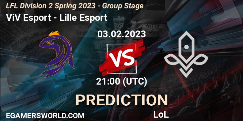 ViV Esport vs Lille Esport: Betting TIp, Match Prediction. 03.02.2023 at 21:00. LoL, LFL Division 2 Spring 2023 - Group Stage