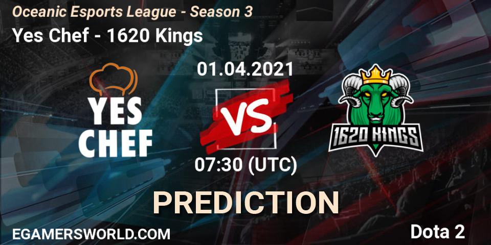 Yes Chef vs 1620 Kings: Betting TIp, Match Prediction. 01.04.2021 at 07:31. Dota 2, Oceanic Esports League - Season 3