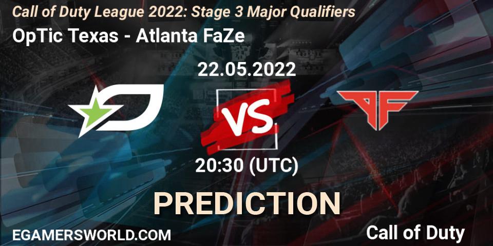 OpTic Texas vs Atlanta FaZe: Betting TIp, Match Prediction. 22.05.2022 at 20:30. Call of Duty, Call of Duty League 2022: Stage 3