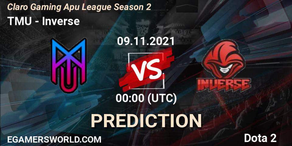 TMU vs Inverse: Betting TIp, Match Prediction. 08.11.2021 at 23:50. Dota 2, Claro Gaming Apu League Season 2