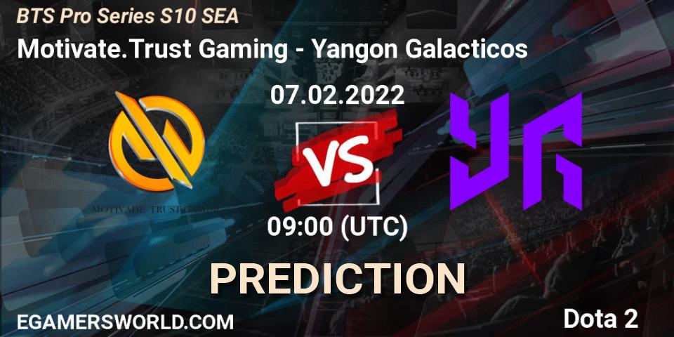Motivate.Trust Gaming vs Yangon Galacticos: Betting TIp, Match Prediction. 07.02.2022 at 09:03. Dota 2, BTS Pro Series Season 10: Southeast Asia