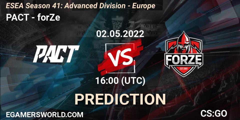 PACT vs forZe: Betting TIp, Match Prediction. 03.06.22. CS2 (CS:GO), ESEA Season 41: Advanced Division - Europe