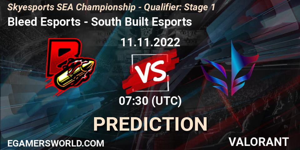 Bleed Esports vs South Built Esports: Betting TIp, Match Prediction. 11.11.2022 at 07:30. VALORANT, Skyesports SEA Championship - Qualifier: Stage 1