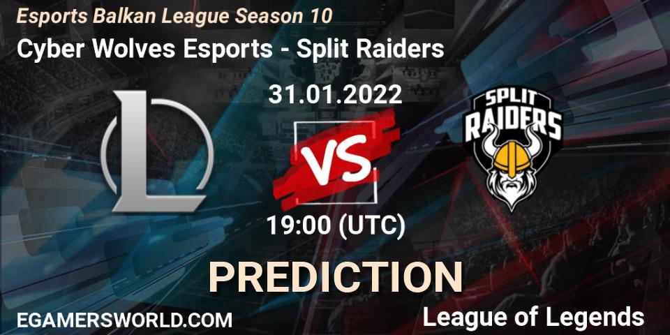 Cyber Wolves Esports vs Split Raiders: Betting TIp, Match Prediction. 31.01.2022 at 19:00. LoL, Esports Balkan League Season 10
