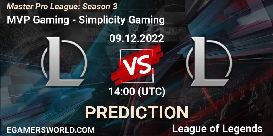 MVP Gaming vs Simplicity Gaming: Betting TIp, Match Prediction. 18.12.22. LoL, Master Pro League: Season 3