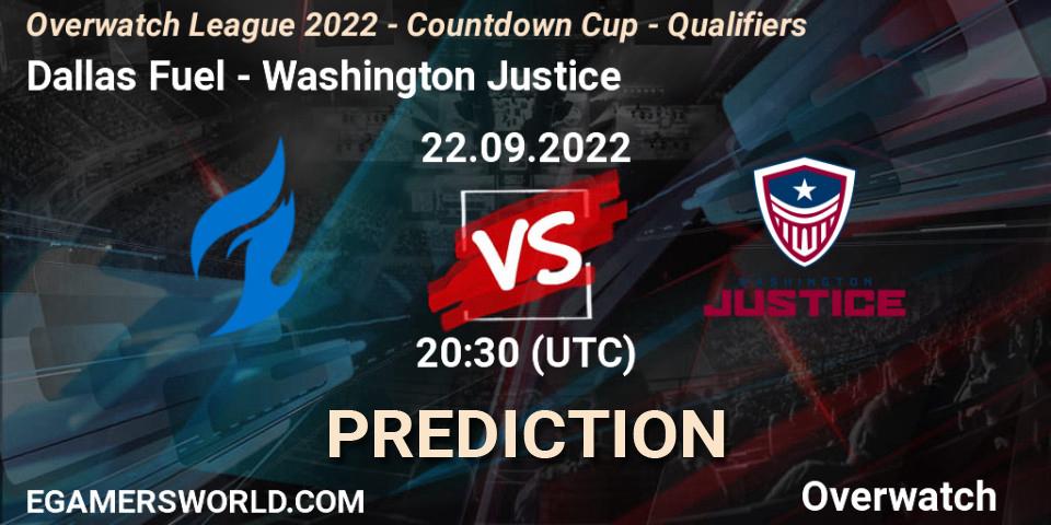 Dallas Fuel vs Washington Justice: Betting TIp, Match Prediction. 22.09.22. Overwatch, Overwatch League 2022 - Countdown Cup - Qualifiers