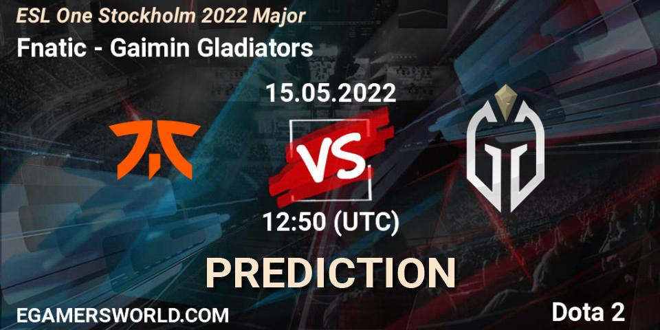 Fnatic vs Gaimin Gladiators: Betting TIp, Match Prediction. 15.05.2022 at 12:45. Dota 2, ESL One Stockholm 2022 Major