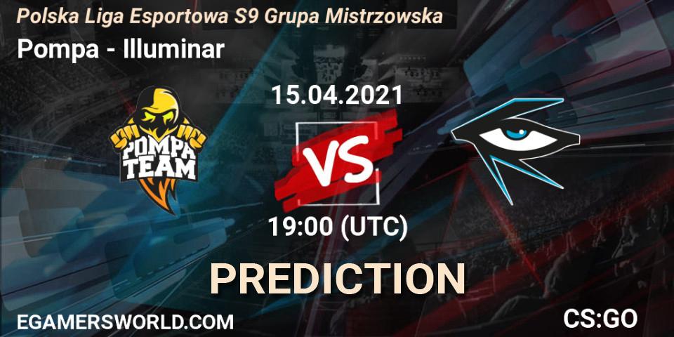 Pompa vs Illuminar: Betting TIp, Match Prediction. 15.04.2021 at 19:00. Counter-Strike (CS2), Polska Liga Esportowa S9 Grupa Mistrzowska