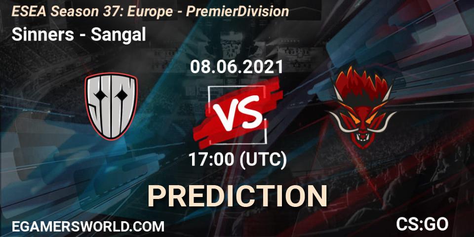 Sinners vs Sangal: Betting TIp, Match Prediction. 08.06.2021 at 17:00. Counter-Strike (CS2), ESEA Season 37: Europe - Premier Division