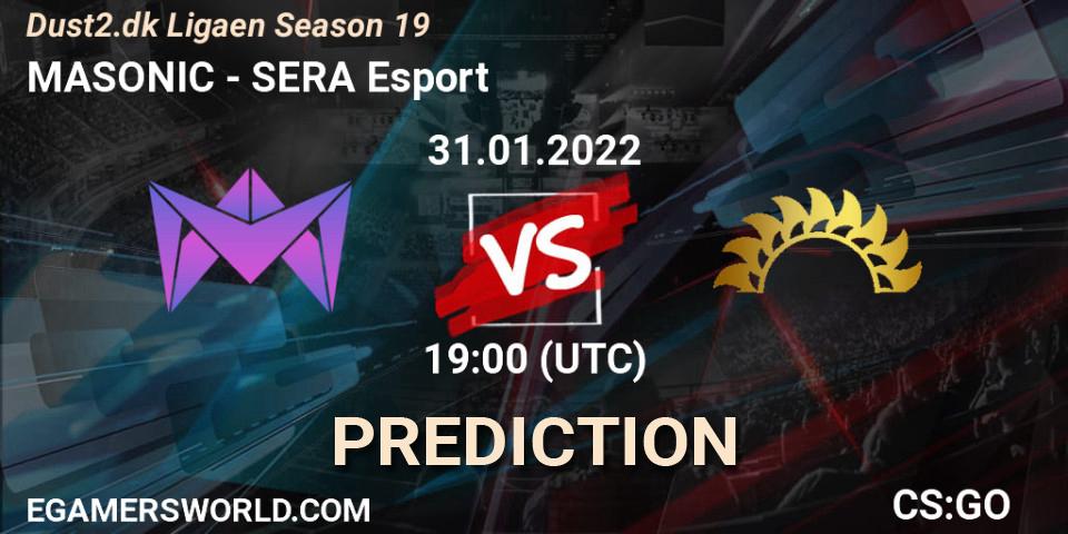 MASONIC vs SERA Esport: Betting TIp, Match Prediction. 02.02.2022 at 21:00. Counter-Strike (CS2), Dust2.dk Ligaen Season 19