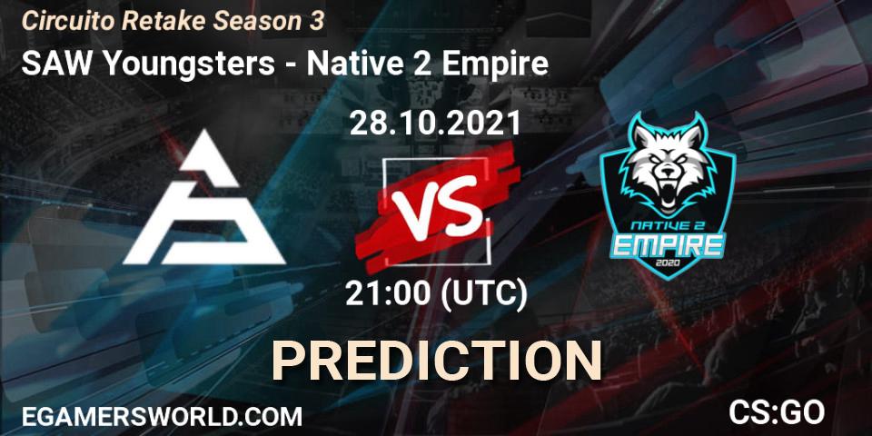 SAW Youngsters vs Native 2 Empire: Betting TIp, Match Prediction. 28.10.2021 at 21:30. Counter-Strike (CS2), Circuito Retake Season 3