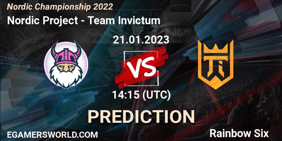 Nordic Project vs Team Invictum: Betting TIp, Match Prediction. 21.01.2023 at 15:00. Rainbow Six, Nordic Championship 2022