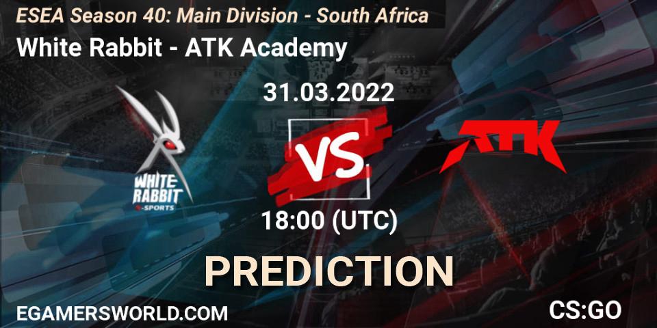 White Rabbit vs ATK Academy: Betting TIp, Match Prediction. 31.03.22. CS2 (CS:GO), ESEA Season 40: Main Division - South Africa