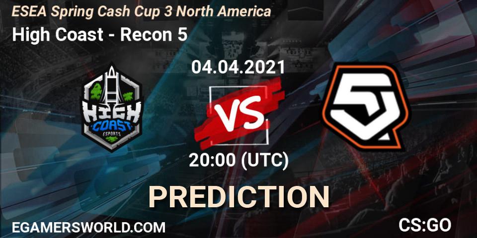 High Coast vs Recon 5: Betting TIp, Match Prediction. 04.04.21. CS2 (CS:GO), ESEA Cash Cup: North America - Spring 2021 #3