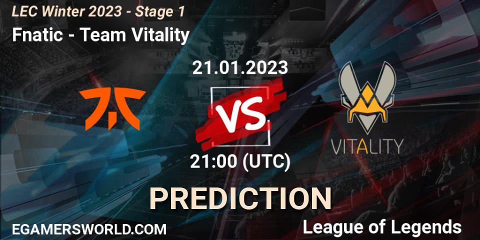 Fnatic vs Team Vitality: Betting TIp, Match Prediction. 21.01.23. LoL, LEC Winter 2023 - Stage 1