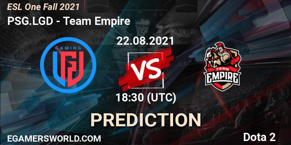 PSG.LGD vs Team Empire: Betting TIp, Match Prediction. 22.08.21. Dota 2, ESL One Fall 2021