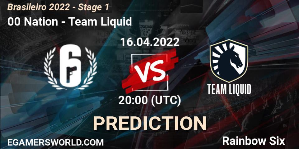 00 Nation vs Team Liquid: Betting TIp, Match Prediction. 16.04.2022 at 20:00. Rainbow Six, Brasileirão 2022 - Stage 1