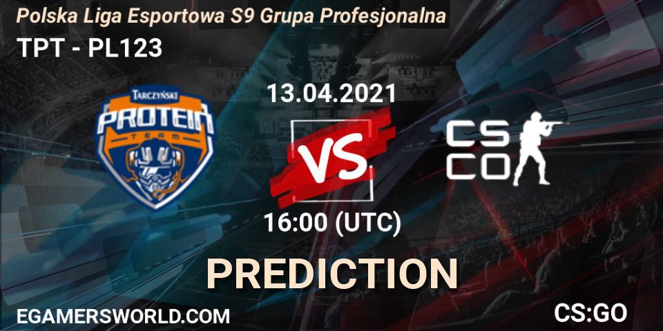 TPT vs PL123: Betting TIp, Match Prediction. 13.04.2021 at 16:00. Counter-Strike (CS2), Polska Liga Esportowa S9 Grupa Profesjonalna