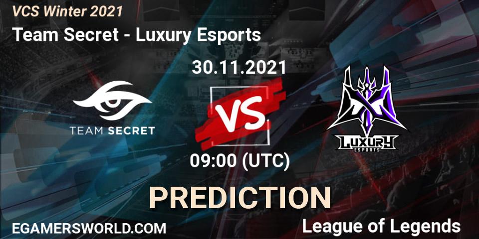 Team Secret vs Luxury Esports: Betting TIp, Match Prediction. 30.11.2021 at 09:00. LoL, VCS Winter 2021