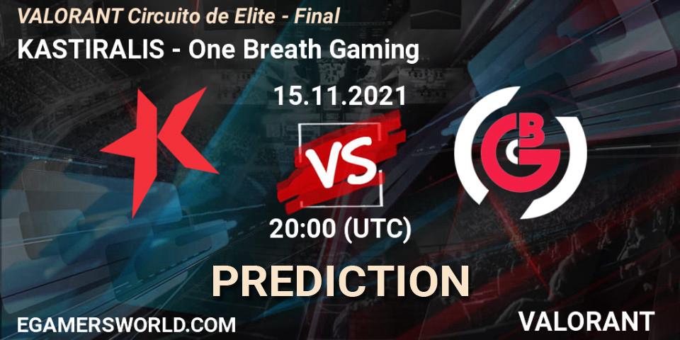 Kafalar Esports vs One Breath Gaming: Betting TIp, Match Prediction. 15.11.2021 at 21:00. VALORANT, VALORANT Circuito de Elite - Final