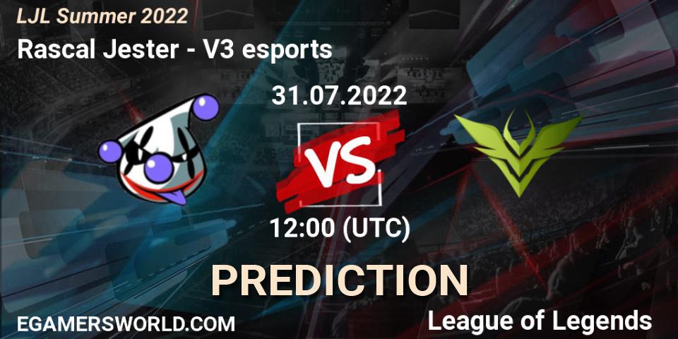 Rascal Jester vs V3 esports: Betting TIp, Match Prediction. 31.07.22. LoL, LJL Summer 2022