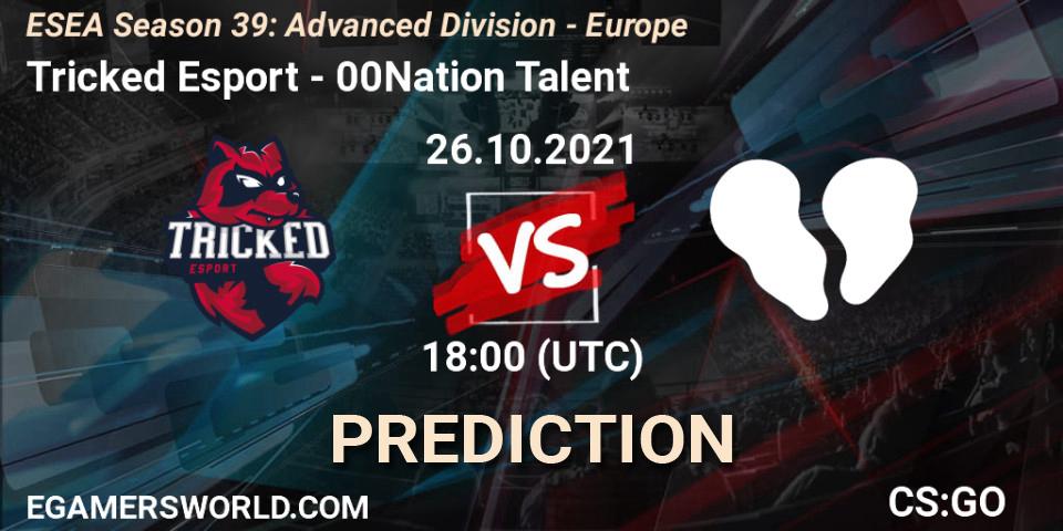 Tricked Esport vs 00Nation Talent: Betting TIp, Match Prediction. 26.10.2021 at 18:00. Counter-Strike (CS2), ESEA Season 39: Advanced Division - Europe