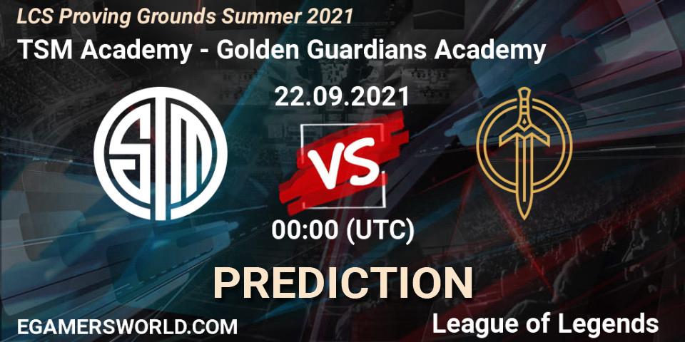 TSM Academy vs Golden Guardians Academy: Betting TIp, Match Prediction. 13.09.2021 at 00:00. LoL, LCS Proving Grounds Summer 2021