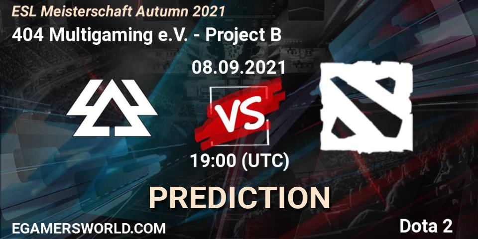 404 Multigaming e.V. vs Project B: Betting TIp, Match Prediction. 08.09.2021 at 19:14. Dota 2, ESL Meisterschaft Autumn 2021