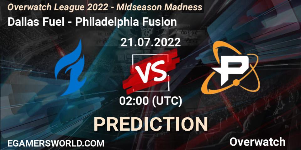 Dallas Fuel vs Philadelphia Fusion: Betting TIp, Match Prediction. 21.07.22. Overwatch, Overwatch League 2022 - Midseason Madness