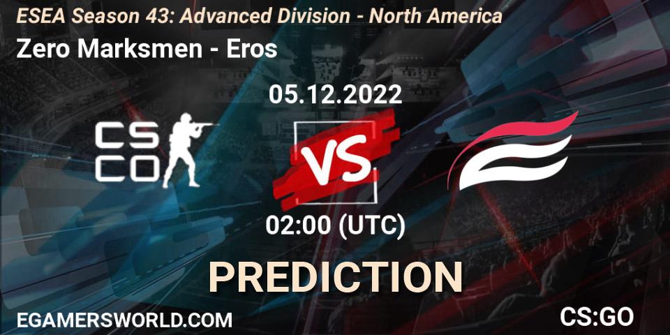 Zero Marksmen vs Eros: Betting TIp, Match Prediction. 05.12.22. CS2 (CS:GO), ESEA Season 43: Advanced Division - North America