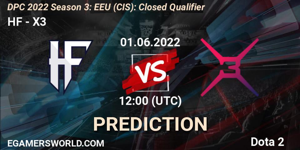HF vs X3: Betting TIp, Match Prediction. 01.06.2022 at 12:00. Dota 2, DPC 2022 Season 3: EEU (CIS): Closed Qualifier