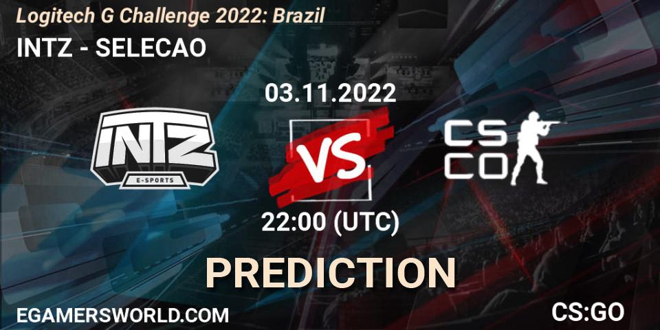 INTZ vs SELECAO: Betting TIp, Match Prediction. 03.11.2022 at 22:00. Counter-Strike (CS2), Logitech G Challenge 2022: Brazil