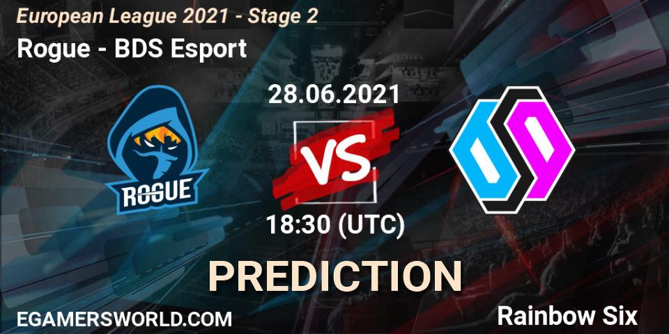 Rogue vs BDS Esport: Betting TIp, Match Prediction. 28.06.2021 at 18:30. Rainbow Six, European League 2021 - Stage 2