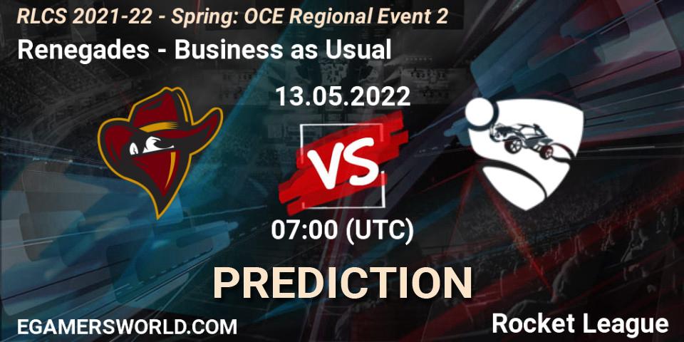 Renegades vs Business as Usual: Betting TIp, Match Prediction. 13.05.22. Rocket League, RLCS 2021-22 - Spring: OCE Regional Event 2