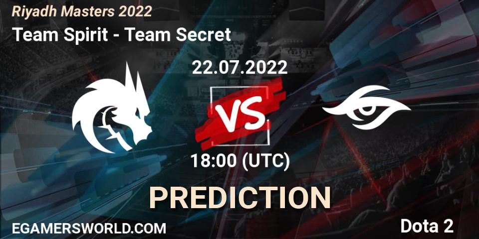 Team Spirit vs Team Secret: Betting TIp, Match Prediction. 22.07.2022 at 18:07. Dota 2, Riyadh Masters 2022