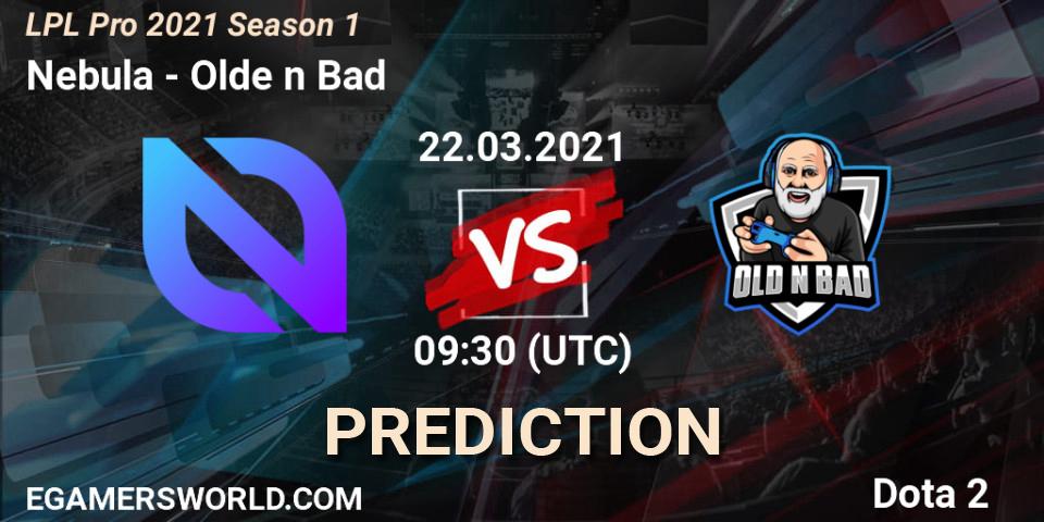 Nebula vs Olde n Bad: Betting TIp, Match Prediction. 22.03.2021 at 09:35. Dota 2, LPL Pro 2021 Season 1
