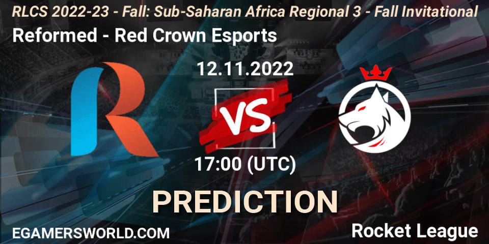 Reformed vs Red Crown Esports: Betting TIp, Match Prediction. 12.11.2022 at 17:00. Rocket League, RLCS 2022-23 - Fall: Sub-Saharan Africa Regional 3 - Fall Invitational