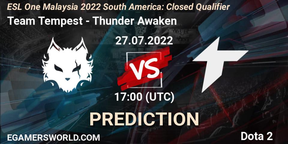 Team Tempest vs Thunder Awaken: Betting TIp, Match Prediction. 27.07.2022 at 17:04. Dota 2, ESL One Malaysia 2022 South America: Closed Qualifier