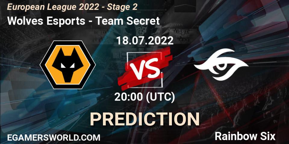 Wolves Esports vs Team Secret: Betting TIp, Match Prediction. 18.07.2022 at 20:00. Rainbow Six, European League 2022 - Stage 2