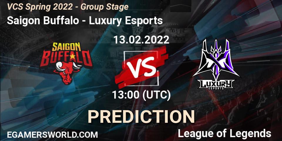 Saigon Buffalo vs Luxury Esports: Betting TIp, Match Prediction. 13.02.2022 at 13:00. LoL, VCS Spring 2022 - Group Stage 