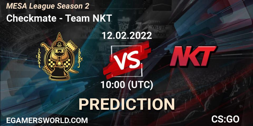 Checkmate vs Team NKT: Betting TIp, Match Prediction. 31.01.2022 at 07:00. Counter-Strike (CS2), MESA League Season 2