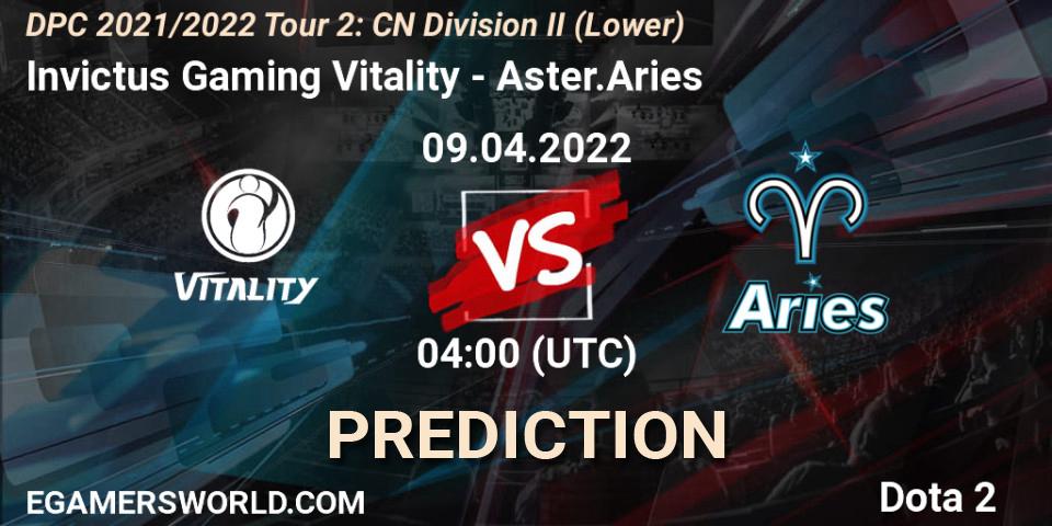 Invictus Gaming Vitality vs Aster.Aries: Betting TIp, Match Prediction. 12.04.22. Dota 2, DPC 2021/2022 Tour 2: CN Division II (Lower)