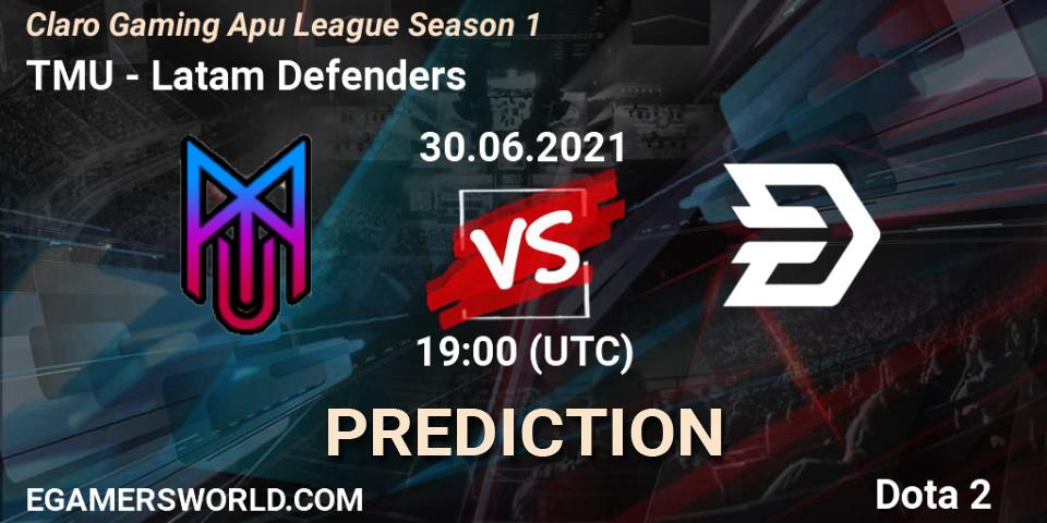 TMU vs Latam Defenders: Betting TIp, Match Prediction. 30.06.2021 at 19:10. Dota 2, Claro Gaming Apu League Season 1