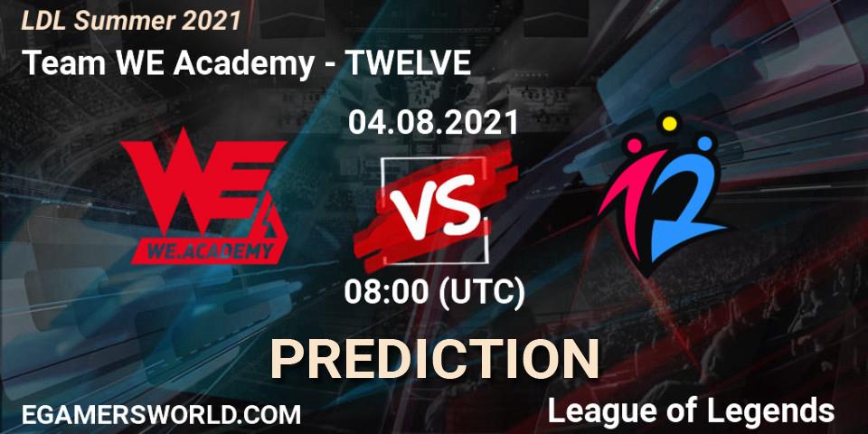 Team WE Academy vs TWELVE: Betting TIp, Match Prediction. 04.08.21. LoL, LDL Summer 2021