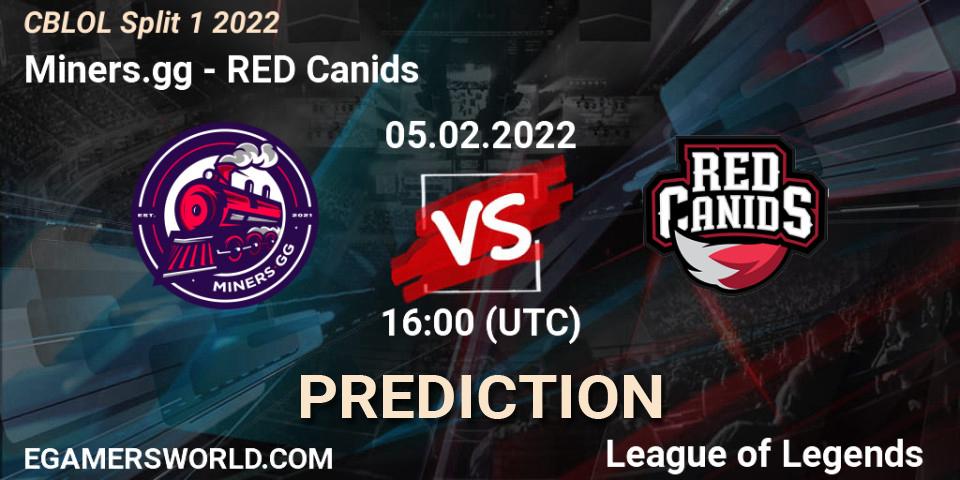 Miners.gg vs RED Canids: Betting TIp, Match Prediction. 05.02.2022 at 16:00. LoL, CBLOL Split 1 2022