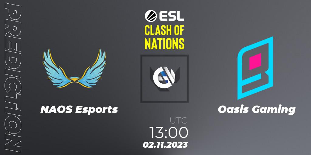 NAOS Esports vs Oasis Gaming: Betting TIp, Match Prediction. 02.11.23. VALORANT, ESL Clash of Nations 2023 - SEA Closed Qualifier