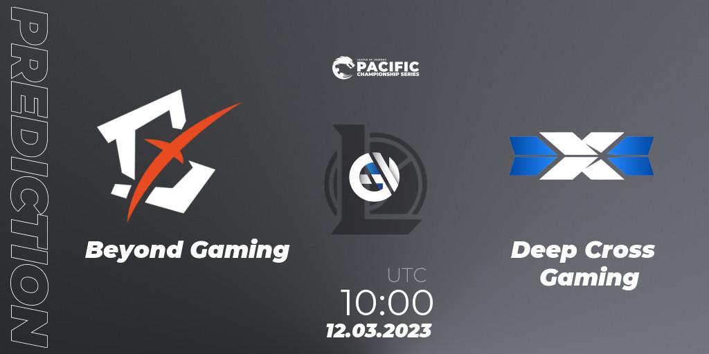 Beyond Gaming vs Deep Cross Gaming: Betting TIp, Match Prediction. 12.03.2023 at 10:00. LoL, PCS Spring 2023 - Group Stage